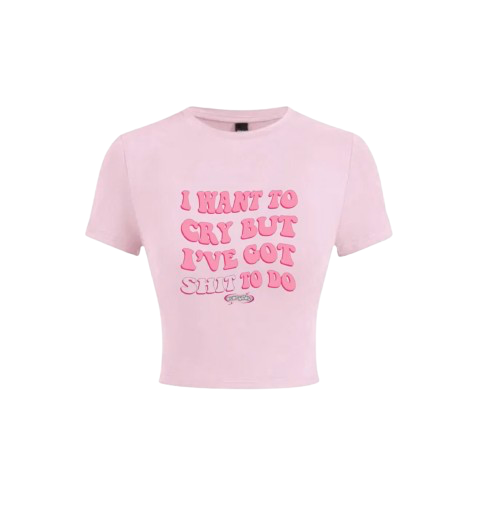 I want to cry but… Pink Baby Tee