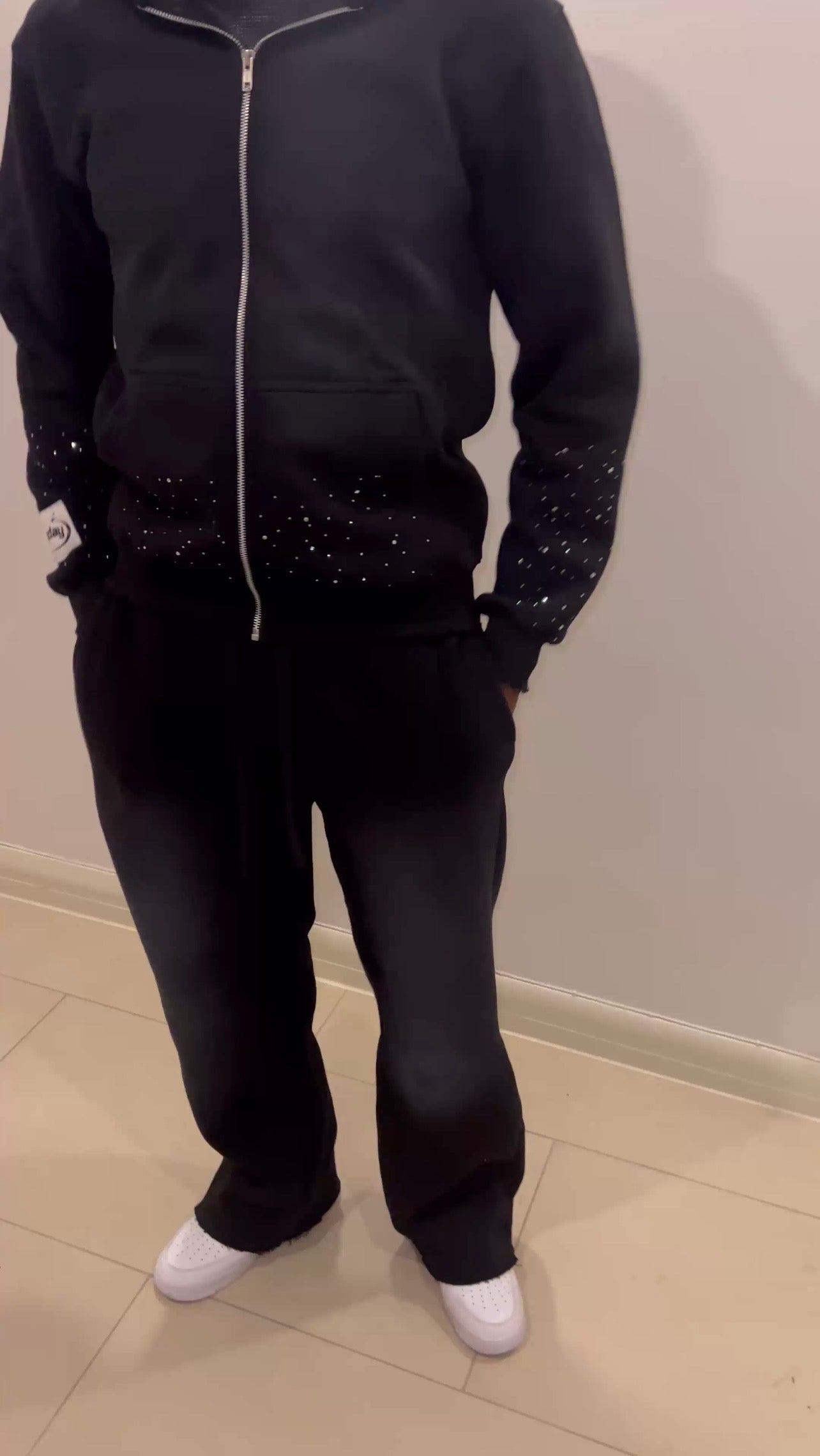 Black Acid Wash Joggers