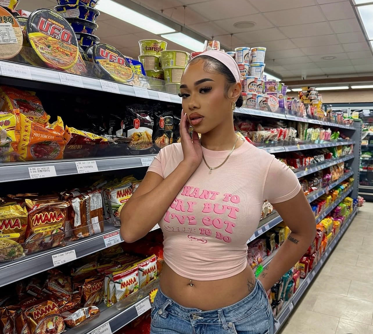 I want to cry but… Pink Baby Tee